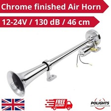 Chrome finished 12-24V Air Horn Super Loud 130db Metal Trumpet Truck Lorry Bus