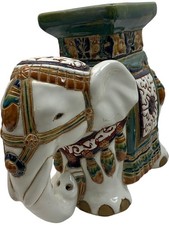 Ceramic Elephant Plant Stand Stool Figurine Decor Multicoloured Home Accent
