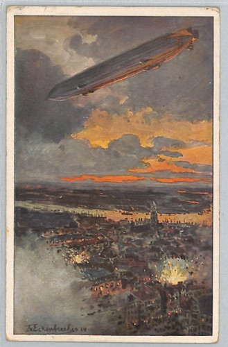 Zeppelin art ww1 postcard - art,