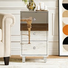 Drawers Mirrored Bedside Table