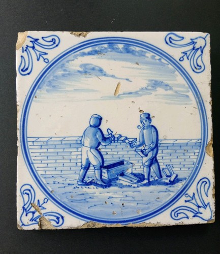Antique dutch delft - antique, tile