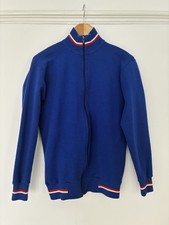 Vintage Wool 60s 70s Tracksuit Top Blue in GB colours