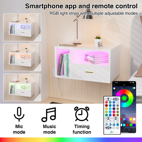 Led floating bedside table - floating,