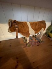 Antique Steiff Cow  on wheels 1910/ 20. with Steiff Button. Good Cond.