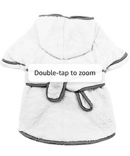 BT Bear White Hooded DOG DRESSING GOWN Towelling Robe Drying Coat XL New