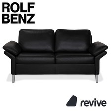 Rolf Benz 3300 Leather Two-Seater Black Sofa Couch