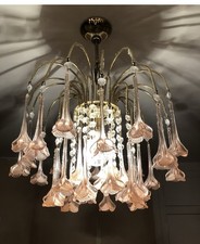Vintage Murano Glass Chandalier Pink Gold