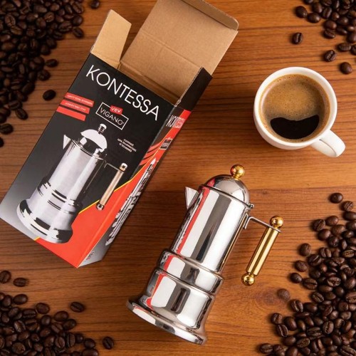 Stovetop moka pot steel 4cup - -,