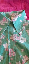 Vintage Retro Dagger Collar Shirt Blouse Floral Green  19" P To P