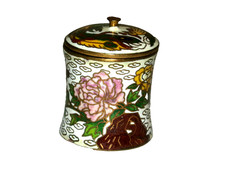 Vintage Small Chinese Enamel Cloisonne Box with Flowers Butterfly Rooster Signed