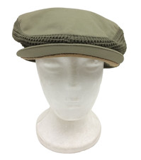 Men's St Michael Baker Boy Cap One Size Green Knit One Button Cotton Mix Used F1