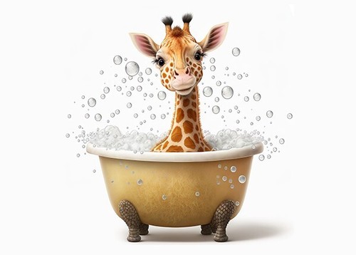 Baby giraffe bath cute - -,