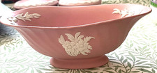Wedgwood PINK Jasperware OVAL BOWL  15.5cm a/f tight hairline