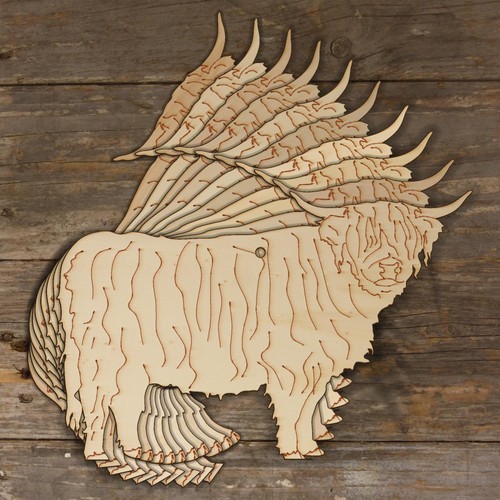10x wooden highland bull - wooden,