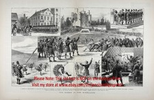 Scotland Highlander Games Sword Dance, Huge Double-Folio 1880s Antique Print