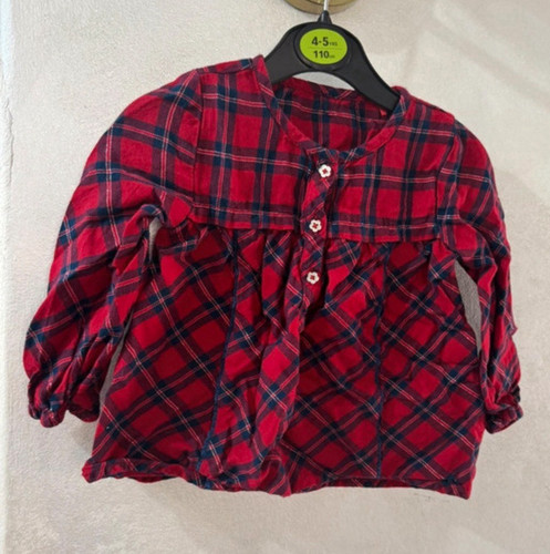 Girls red navy tartan - navy, smock