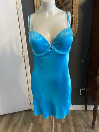Electric blue satin babydoll - satin,