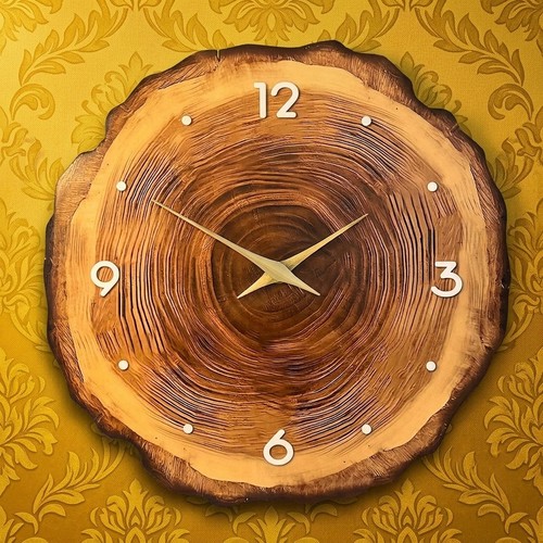 Wooden wall clock natural - wall, –