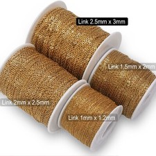 Stainless Steel Flat Cable Link Chain Necklace Real GOLD PVD Jewellery Making