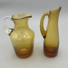 2 Amber Glass Small Vintage