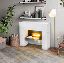 Electric Fireplace White Fire