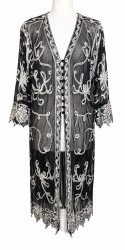 Chesca black white embroidered - black,