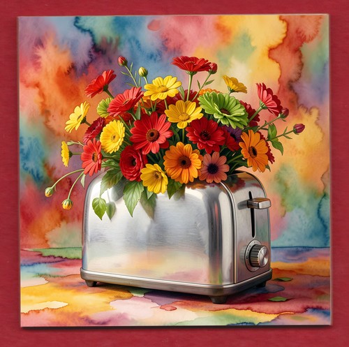 Kitchen toaster with flowers - kitchen,
