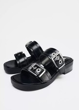 Zara faux leather sandals with buckles Size 6/39 New