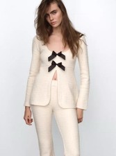 Zara Textured Ecru Top With