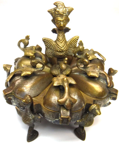 Antique indian brass kumkum - indian,