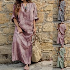 Womens Cotton Linen Maxi Dress