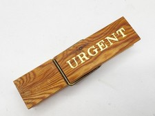 NOVELTY GIANT WOODEN PEG CLIP WITH URGENT SIGN DESK PAPER HOLDER RETRO DECOR