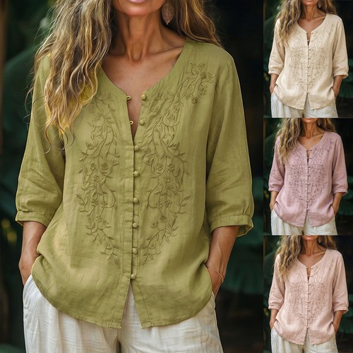Womens summer button linen - button,