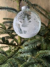 Snowy Winter Wonderland Reindeer Glass Christmas Tree Gisela Graham Decoration