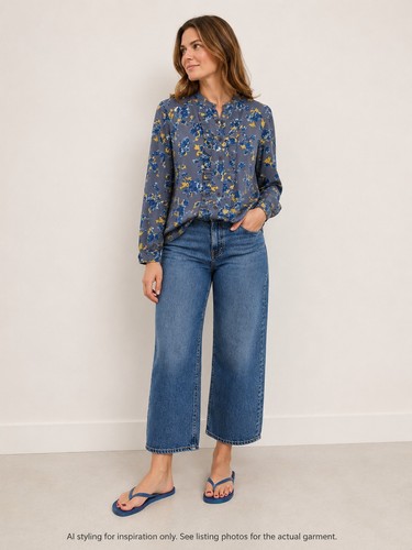 Toast floral frill blouse blue - frill,