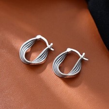 925 Sterling Silver Twisted Fashion Hoop Earrings Jewellery Women Girls Gift UK