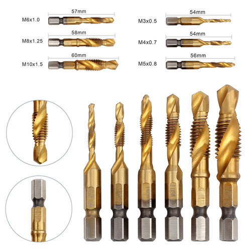 6pcs m10 drill - spiral, tap