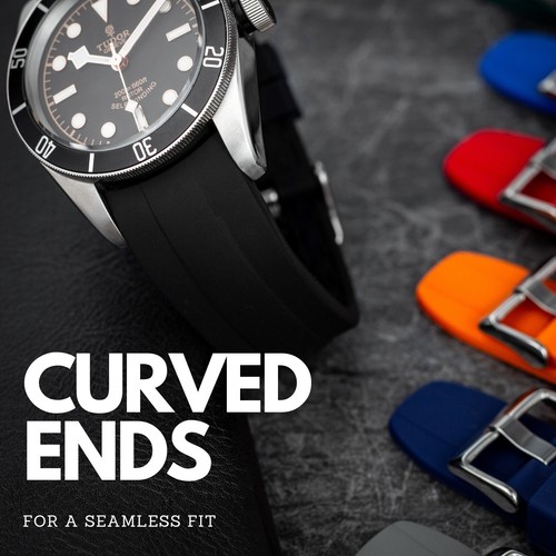 22mm curved end silicone strap - 22mm,