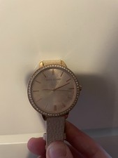 Beige And Rose Gold River Island Watch With Jewels Around The Watch