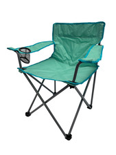 Tesco Folding Camping Chair Teal Portable Garden Fishing Cup Holder - F16 O750