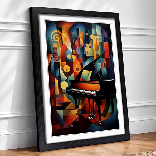 Piano cubism framed wall - cubism, art