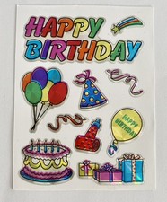 Vintage 80s Rainbow Happy Birthday Prismatic Sticker Sheet