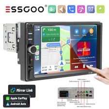 Single 1DIN 7" Car Stereo Radio Apple/Android CarPlay FM BT USB Touch Screen AUX