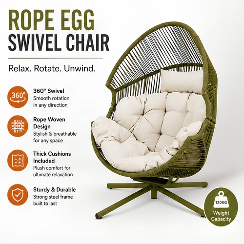 Rope egg swivel - rope, chair