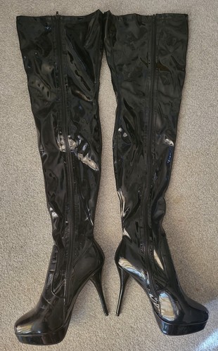 Pvc patent thigh high - thigh,
