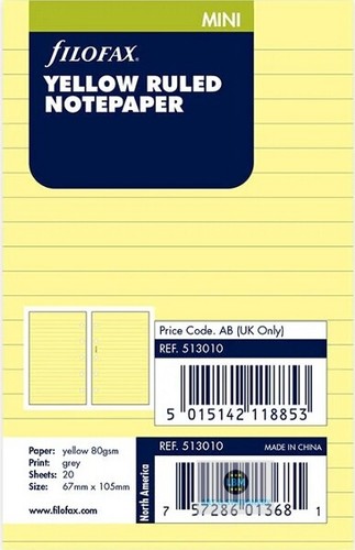 Filofax mini size yellow - yellow, ruled