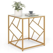 Square Side Table Modern Sofa End Table Desk Nightstand Tempered Glass Tabletop
