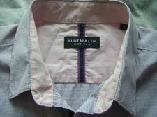 KURT MULLER PINK WITH BLUE MICRO CHECK LONG SLEEVE SHIRT L LARGE SHIRT PC