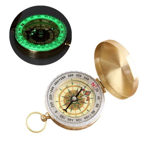 Brass pocket compass - brass,