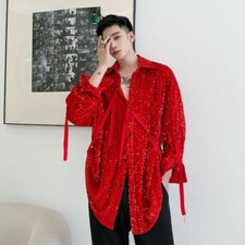 Mens Sequin Long Sleeve Loose